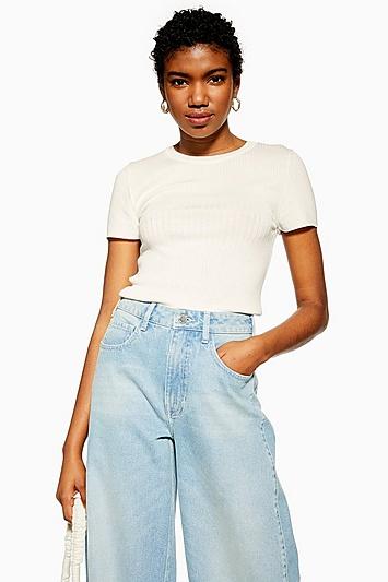 Topshop Mixed Ribbed T-shirt