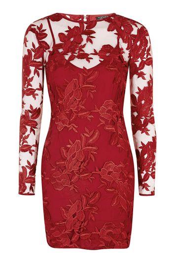 Topshop Petite Applique Mini Dress