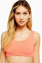 Topshop Coral Seamless Sporty Crop Top