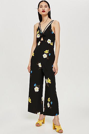 Topshop Petite Yellow Floral Print Jumpsuit
