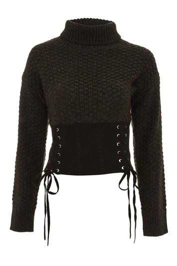 Topshop Corset Cable Roll Neck Jumper