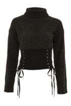 Topshop Corset Cable Roll Neck Jumper