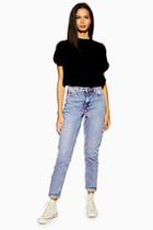 Topshop Pink Spray Mom Jeans