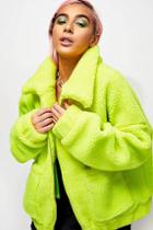 Topshop *neon Yellow Fleece Jacket By Jaded London