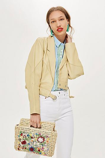 Topshop Embroidered Bamboo Tote Bag