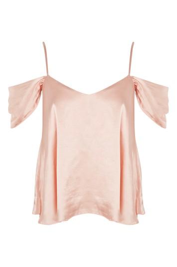 Topshop Satin Rouleau Cold Shoulder Camisole Top