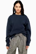 Topshop Navy Boyfriend Oversized Sweatshirt