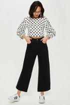 Topshop Moto Clean Black Cropped Wide Leg Jeans