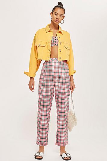 Topshop Checked Tapered Trousers