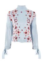 Topshop Embroidered Satin Blouse