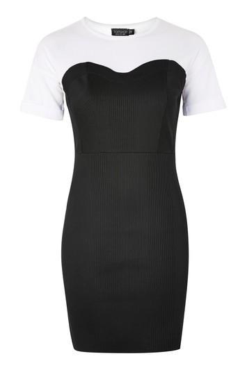 Topshop Corset Detail Ribbed T-shirt Dress