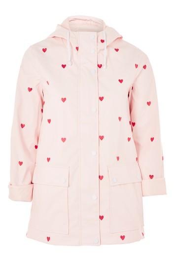 Topshop Love Heart Print Raincoat Mac
