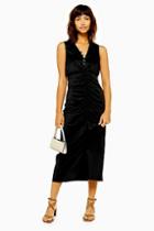 Topshop Black Ruched Midi Dress