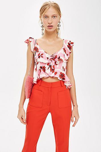 Topshop Floral Print Cropped Top