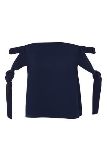 Topshop Tie Sleeve Structured Bardot Top