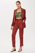 Topshop Red Leopard Suit Trousers