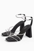 Topshop Sky Black Diamante Block Shoes
