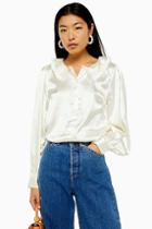 Topshop Peter Pan Collar Satin Shirt
