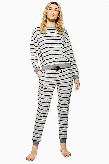 Topshop Grey Stripe Super Soft Joggers
