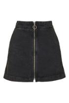 Topshop Moto Zip A-line Skirt
