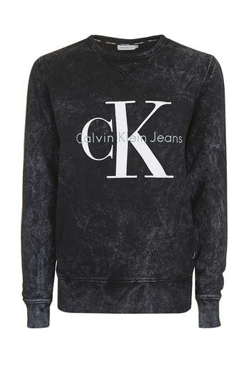 Topshop Denim Look Sweatshirt By Calvin Klein