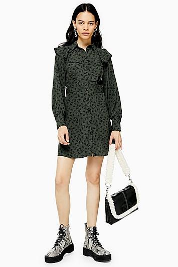 Topshop Spot Floral Yoke Mini Dress