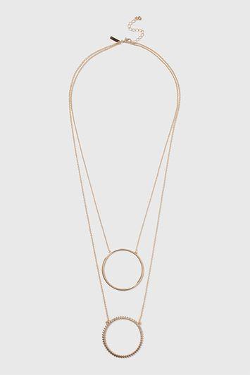 Topshop Double Ring Multirow Necklace