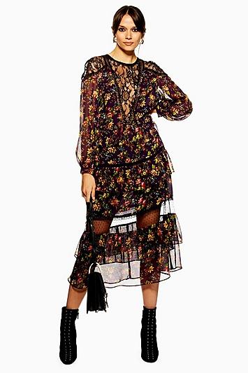 Topshop Lace Trim Midaxi Dress