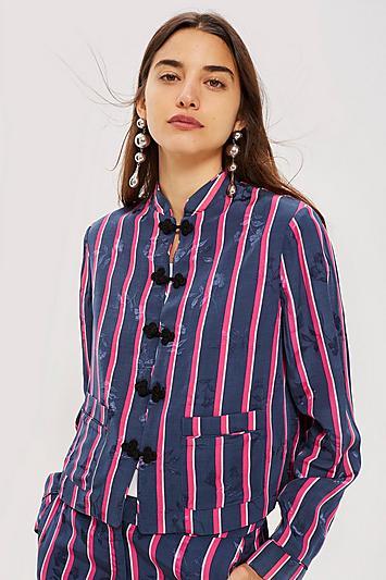 Topshop Striped Jacquard Jacket