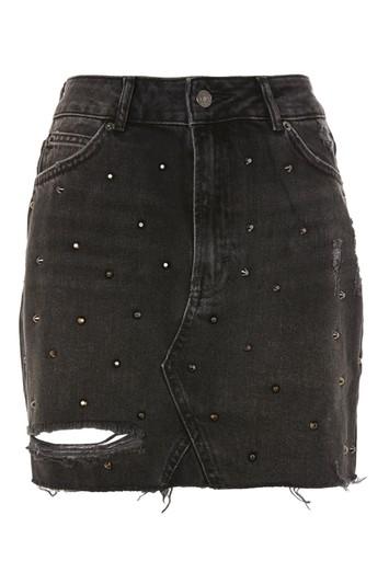 Topshop Tall Rip Stud Mini Skirt