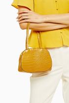 Topshop Shine Yellow Crocodile Mini Shoulder Bag