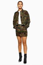 Topshop Camouflage Corduroy Mini Skirt
