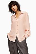 Topshop Blush Pink Oversized Silk Shirt