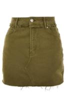 Topshop Moto Khaki Mini Denim Skirt