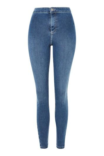 Topshop Moto Mid Blue Contrast Stitch Jeans