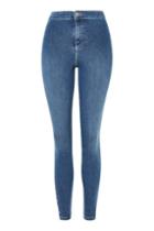 Topshop Moto Mid Blue Contrast Stitch Jeans