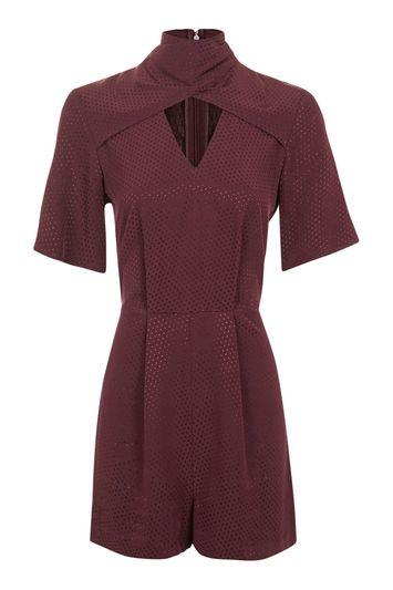 Topshop Jacquard Twist Neck Playsuit