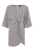 Topshop Prince Of Wales Checked Knot Mini Dress