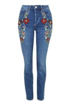 Topshop Moto Embroidered Straight Jeans
