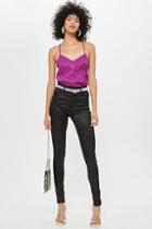 Topshop Petite Black Satin Finish Jeans