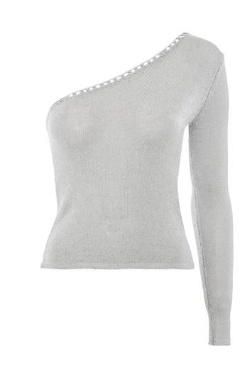 Topshop Petite One Sleeve Metal Yarn Jumper