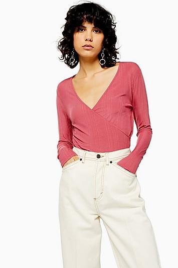 Topshop Pink Ballet Wrap Top