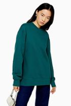 Topshop Green Boyfriend Oversized Sweatshirt