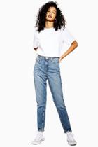 Topshop Mid Blue Marble Mom Jeans