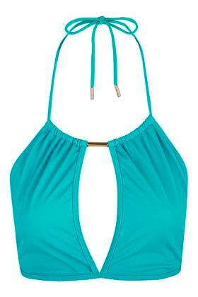 Topshop Gold Trim Halter Bikini Top