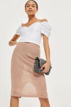 Topshop Metallic Yarn Midi Skirt