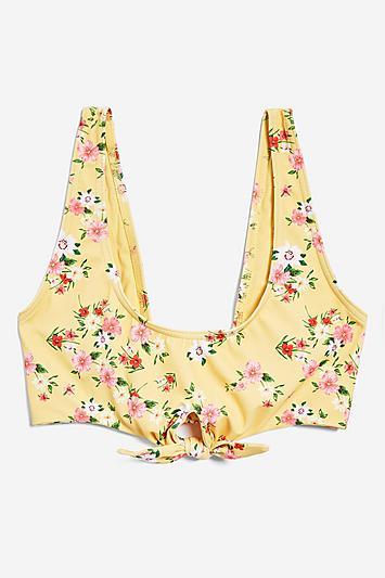 Topshop *fuller Bust Floral Tie Bikini Top