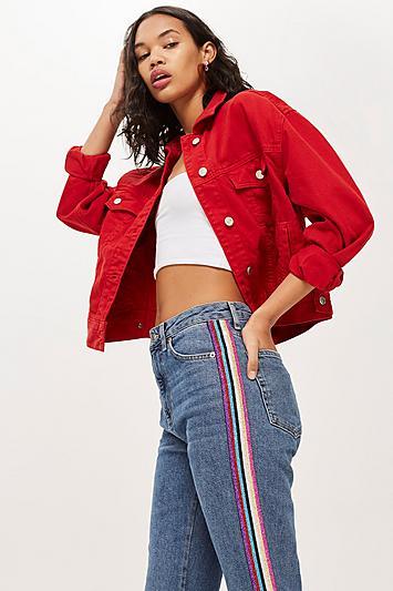 Topshop Moto Rainbow Side Striped Jeans