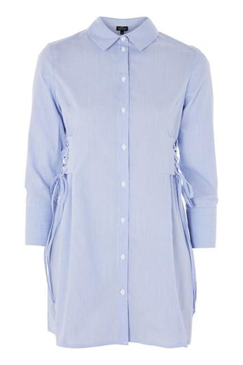 Topshop Petite Stripe Corset Shirt Dress