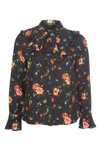 Topshop Floral Pussybow Shirt